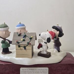 Peanuts Holiday Figurine Set with Snoopy in Red Hat